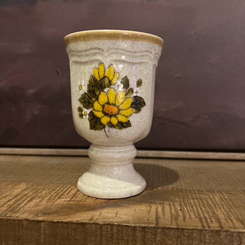 Vintage Mikasa Japan Yellow Petals Wine Goblet Excellent Condition